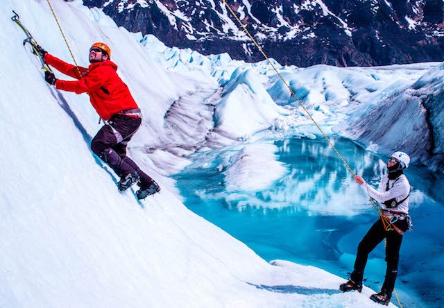 ice wall climbing on tour