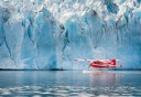 Photo of floating by a glacier