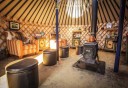 Photo of the inside of the Last Frontier Mushing Co op mongolian yurt